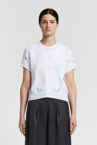 Sequined pure cotton cardigan