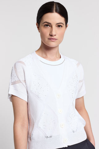 Sequined pure cotton cardigan