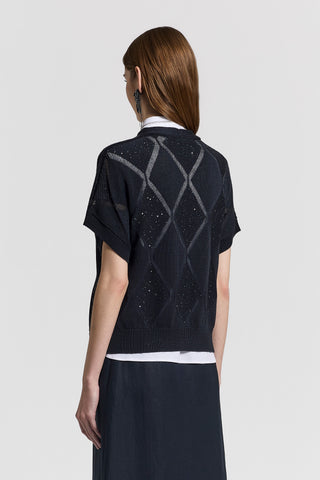 Sequined pure cotton cardigan