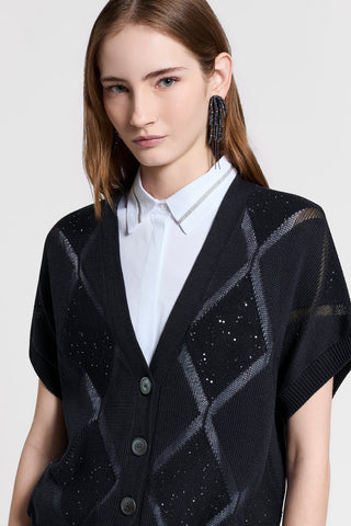 Sequined pure cotton cardigan