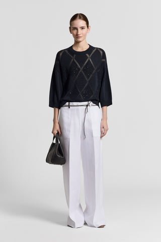 Pure cotton sweater with inlaid pattern