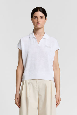 Cotton linen polo-style sweater