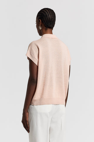 Cotton linen polo-style sweater