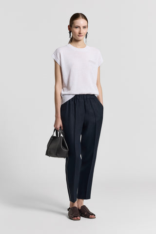 Cotton/linen crewneck sweater