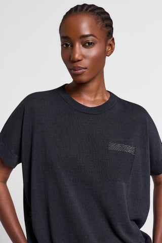 Linen and cotton short-sleeved sweater