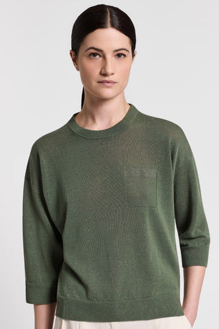 Cotton/linen crepe sweater