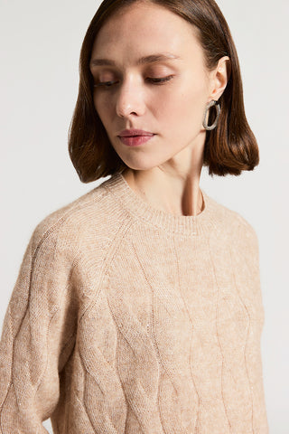 Alpaca cable-knit sweater with sequins