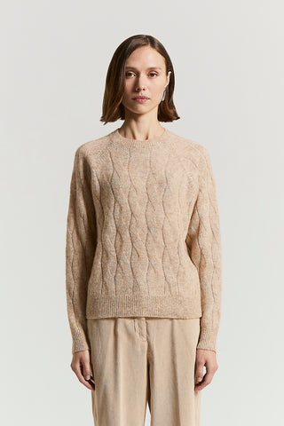 Alpaca cable-knit sweater with sequins