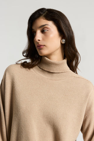 Pure cashmere polo-neck jumper