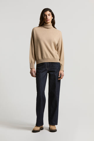 Pure cashmere polo-neck jumper