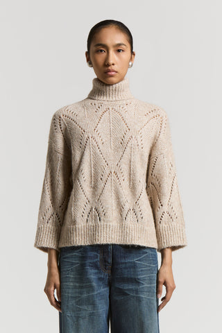 Alpaca-blend polo-neck jumper