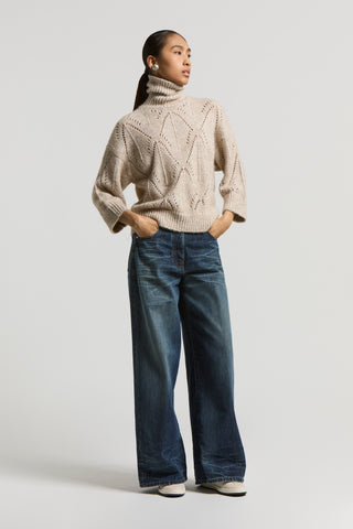 Alpaca-blend polo-neck jumper