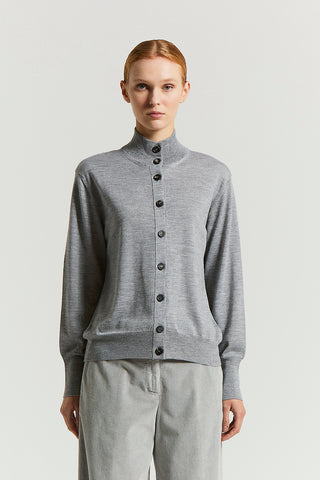 Wool and viscose cardigan with buttons and lurex