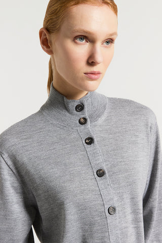 Wool and viscose cardigan with buttons and lurex