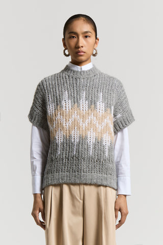Sleeveless alpaca-blend jumper with Norwegian design