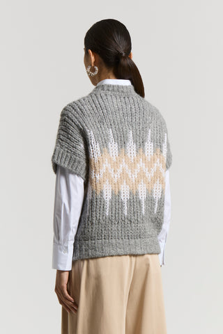 Sleeveless alpaca-blend jumper with Norwegian design