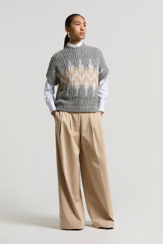 Sleeveless alpaca-blend jumper with Norwegian design
