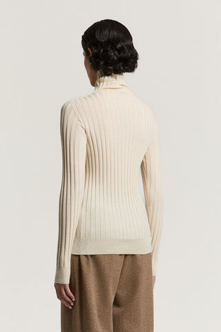 Pure virgin wool mock-neck sweater