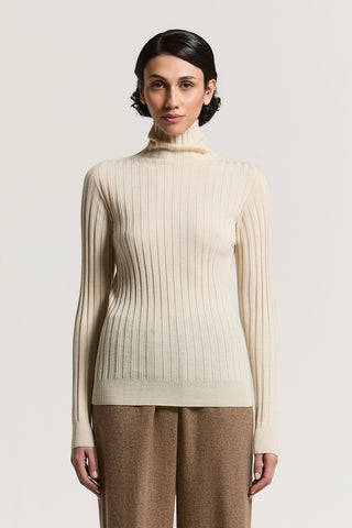 Pure virgin wool mock-neck sweater
