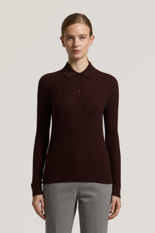 Wide-rib pure wool polo shirt 1 / 3
