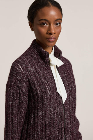Alpaca, wool and cotton yarn bomber jacket