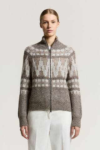 Wool, alpaca and cotton bomber jacket with zip 1 / 3