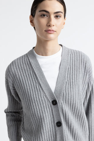 Wool, silk, cashmere and lurex cardigan