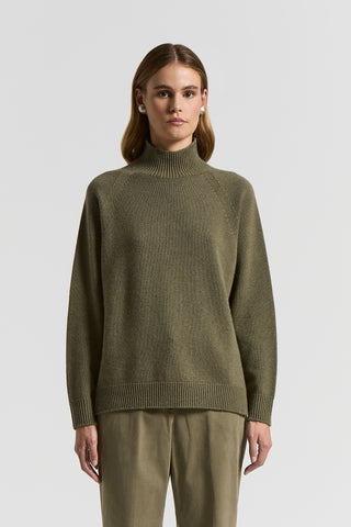 Cashmere, silk and wool mock-polo-neck jumper