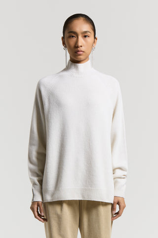 Cashmere, silk and wool mock-polo-neck jumper