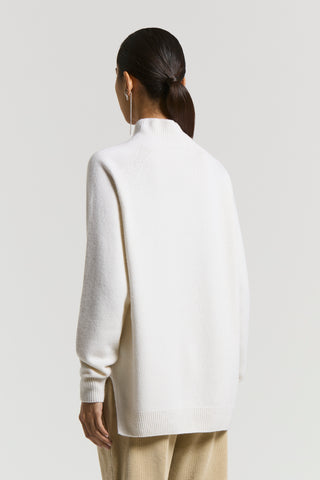 Cashmere, silk and wool mock-polo-neck jumper