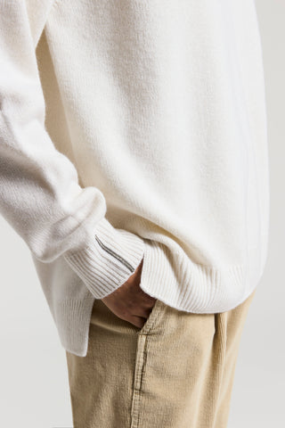 Cashmere, silk and wool mock-polo-neck jumper