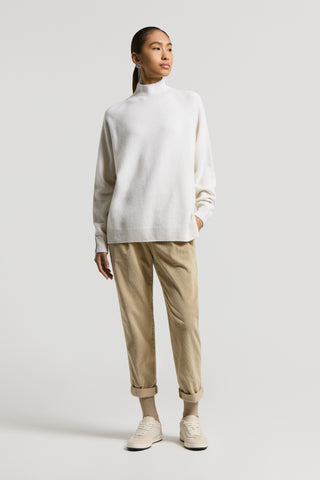 Cashmere, silk and wool mock-polo-neck jumper