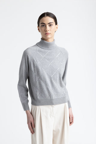 Wool, silk and cashmere turtleneck sweater