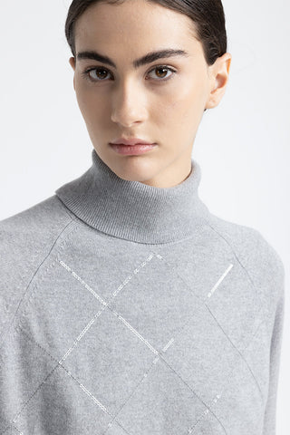 Wool, silk and cashmere turtleneck sweater