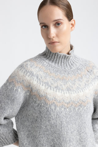 Alpaca and wool jacquard high neck sweater