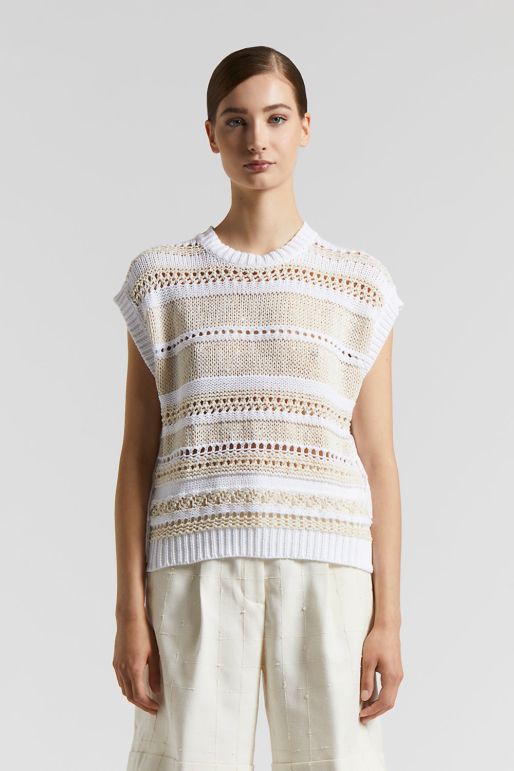Tシャツ・カットソー PESERICO Linen and cotton yarn jersey (R5935F12 9056P 00P) Linen and cotton crepe t-shirt | Peserico US
