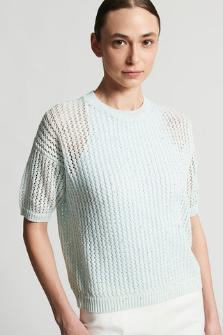 Cotton cordonnet sweater with sequins