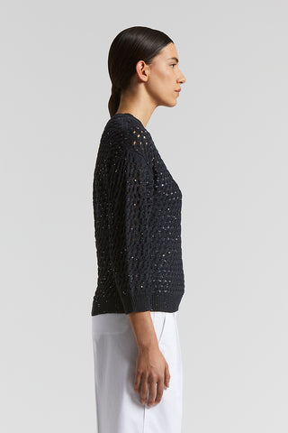 Cotton cordonnet sweater with sequins