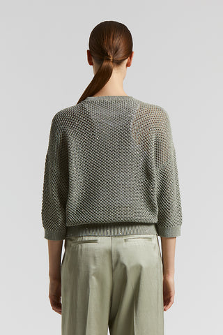 Cotton cordonnet sweater with sequins