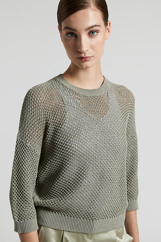 Cotton cordonnet sweater with sequins