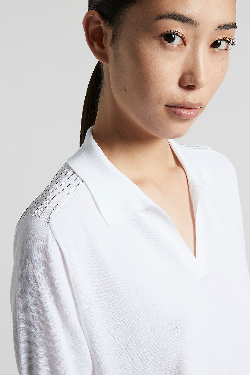 Pure cotton crepe tricot polo shirt | Peserico US