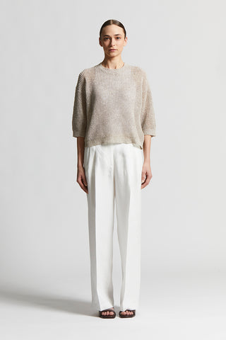 Linen tricot sweater with sequins