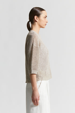 Linen tricot sweater with sequins