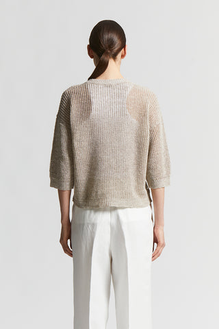 Linen tricot sweater with sequins