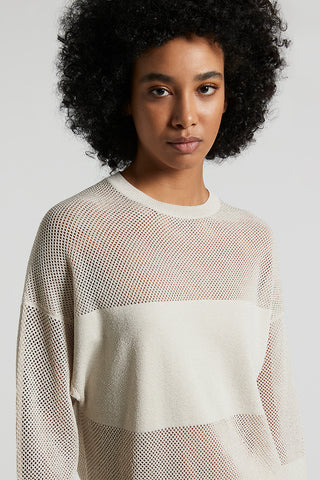 Pure cotton crepe tricot sweater