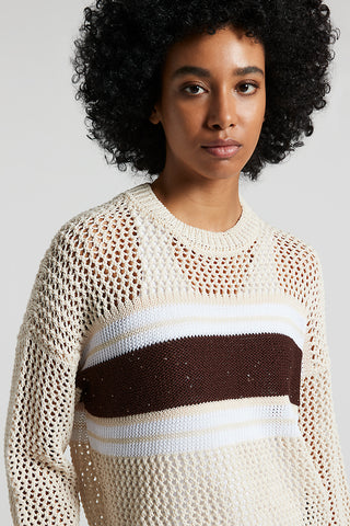 Pure cotton cordonnet sweater with sequins