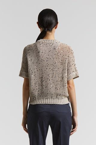 Cotton webbing sweater with sequins