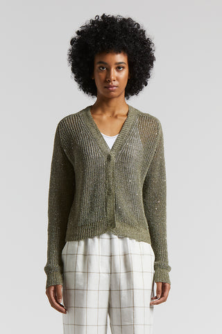 Linen cardigan with sequins