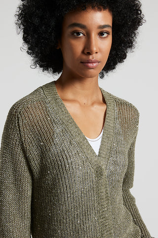 Linen cardigan with sequins