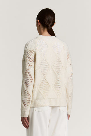 Wool, cotton and alpaca sweater with diamond detailing